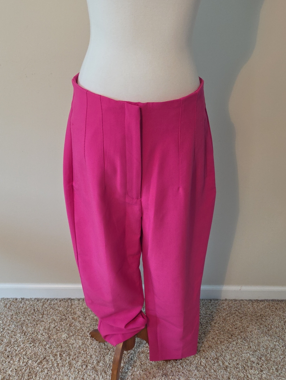Zara Women's High-Waist Pink Ankle Pants - Picture 1 of 8